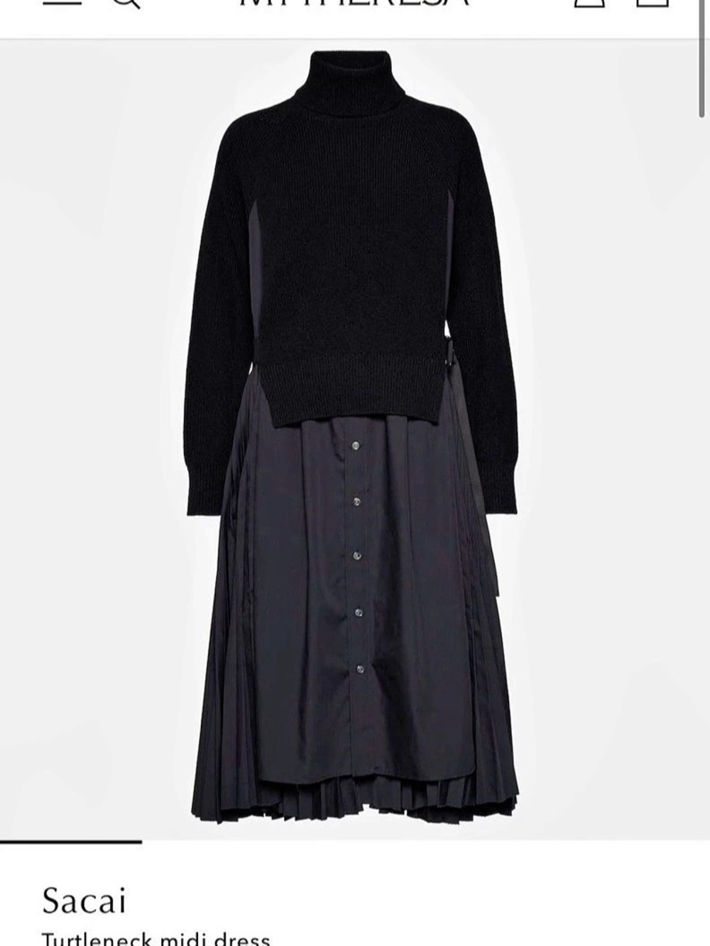 Sacai Turtleneck midi dress Black